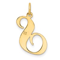 14K Yellow Gold Large Fancy Script Letter S Initial Charm view 3