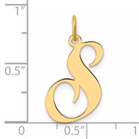 14K Yellow Gold Large Fancy Script Letter S Initial Charm view 4