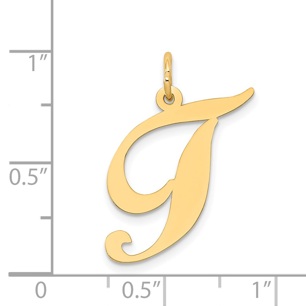 14k Large Fancy Script Letter T Initial Charm (YC654T)