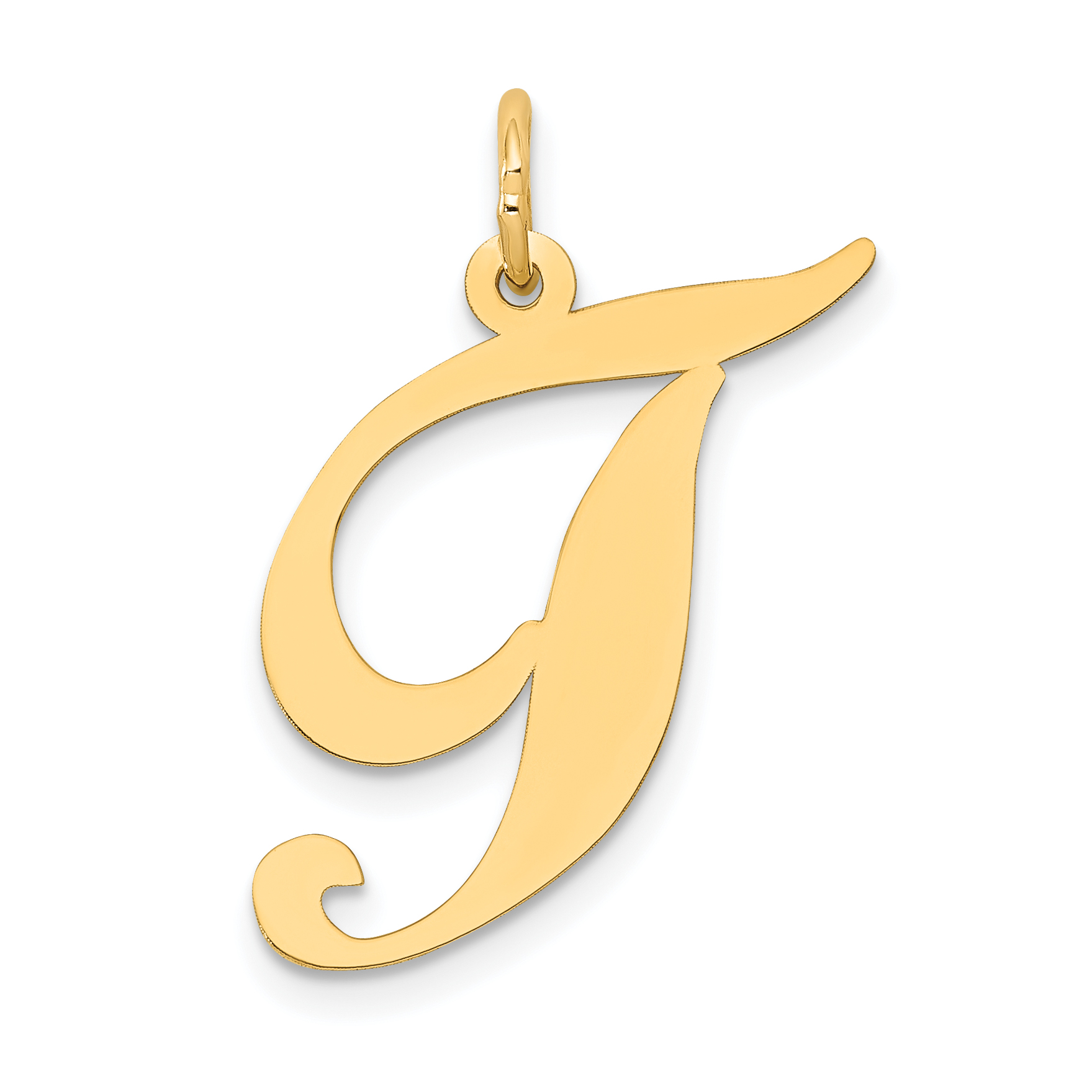 14k Large Fancy Script Letter T Initial Charm (YC654T)