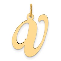 14K Large Fancy Script Letter V Initial Charm view 1