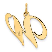 14K Yellow Gold Large Fancy Script Letter W Initial Charm view 3