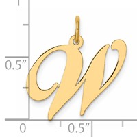 14K Yellow Gold Large Fancy Script Letter W Initial Charm view 4