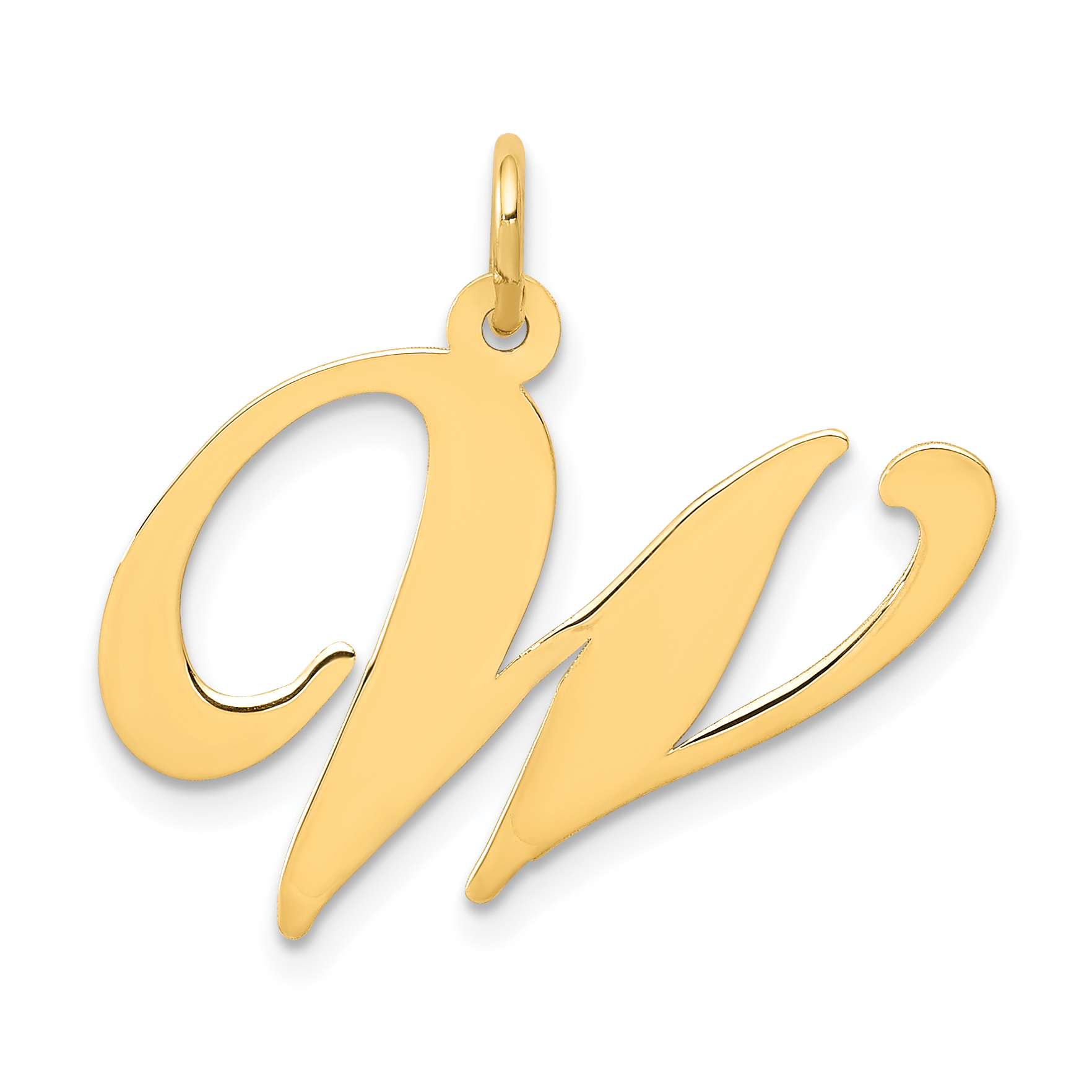 14k Large Fancy Script Letter W Initial Charm (YC654W)