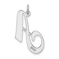 14K White Gold Large Fancy Script Letter a Initial Charm view 3