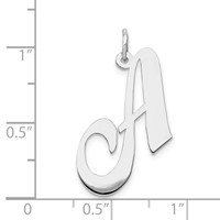 14K White Gold Large Fancy Script Letter a Initial Charm view 4