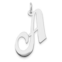 14K White Gold Large Fancy Script Letter a Initial Charm view 1