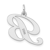 14K White Gold Large Fancy Script Letter B Initial Charm view 3