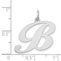 14K White Gold Large Fancy Script Letter B Initial Charm view 4