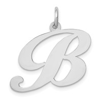 14K White Gold Large Fancy Script Letter B Initial Charm view 1