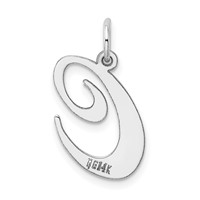14K White Gold Large Fancy Script Letter C Initial Charm view 3