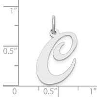 14K White Gold Large Fancy Script Letter C Initial Charm view 4