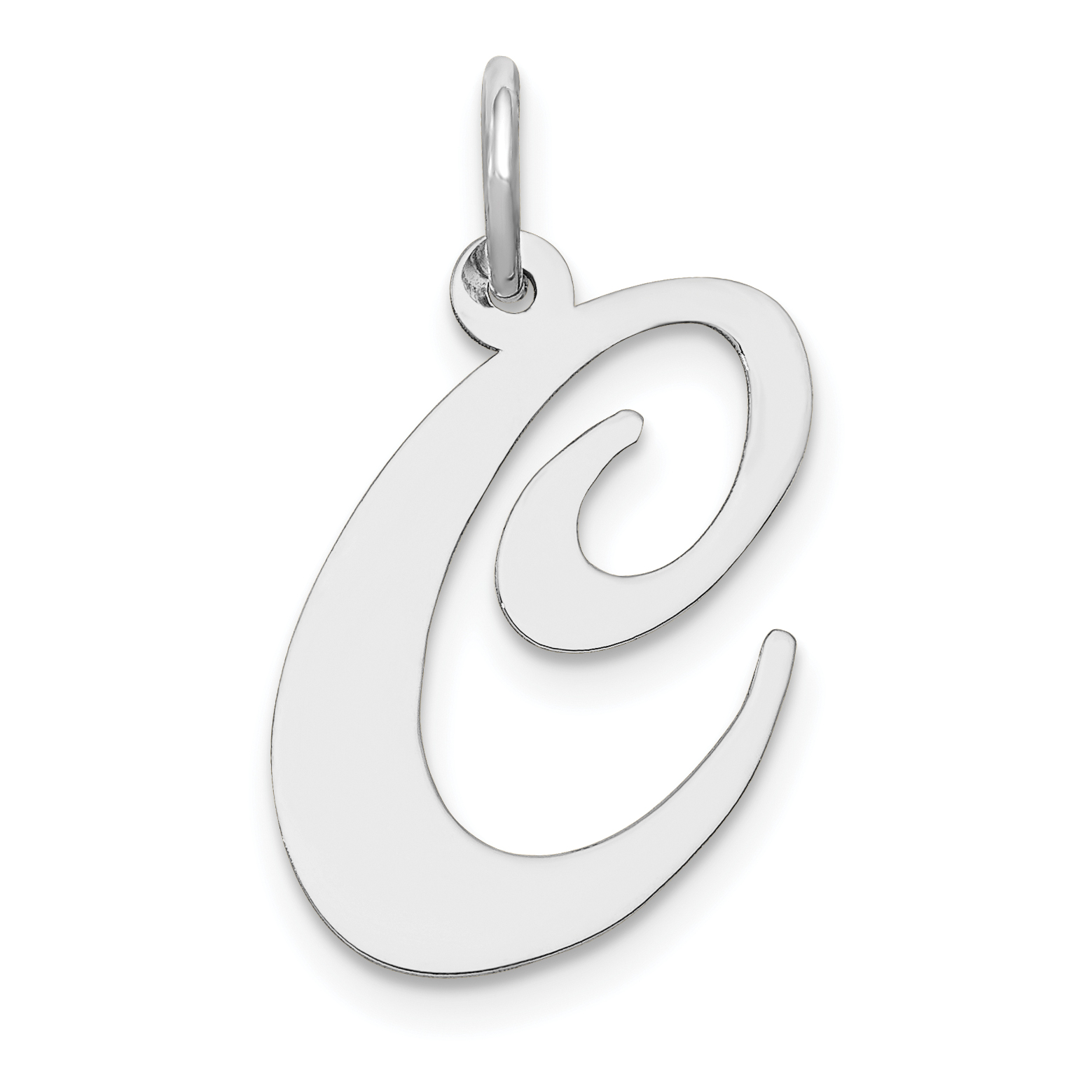 14k White Gold Large Fancy Script Letter C Initial Charm (YC655C)