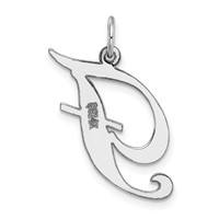 14K White Gold Large Fancy Script Letter F Initial Charm view 4