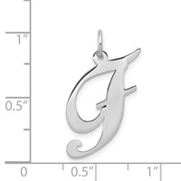 14K White Gold Large Fancy Script Letter F Initial Charm view 3