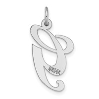 14K White Gold Large Fancy Script Letter G Initial Charm view 4