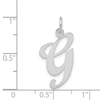 14K White Gold Large Fancy Script Letter G Initial Charm view 3