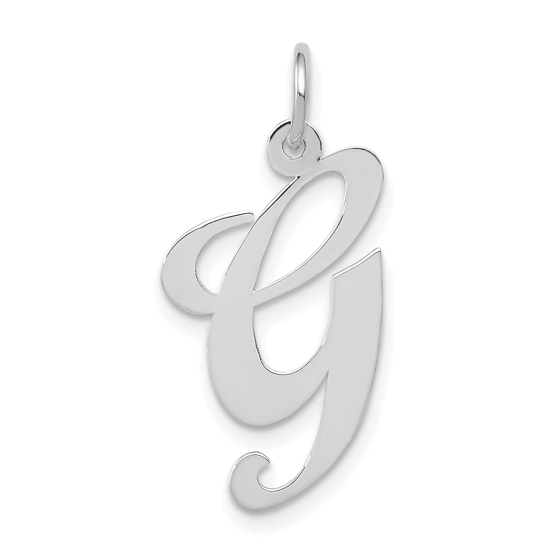 14k White Gold Large Fancy Script Letter G Initial Charm (YC655G)