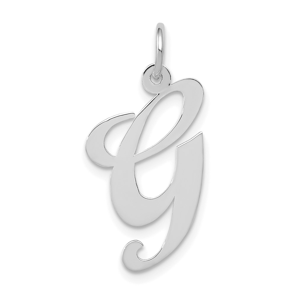 14k White Gold Large Fancy Script Letter G Initial Charm (YC655G)