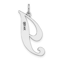14K White Gold Large Fancy Script Letter I Initial Charm view 4