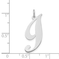 14K White Gold Large Fancy Script Letter I Initial Charm view 3
