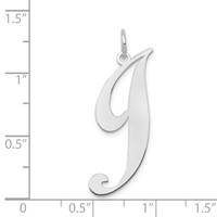 14K White Gold Large Fancy Script Letter J Initial Charm view 3