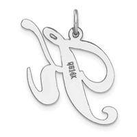 14K White Gold Large Fancy Script Letter K Initial Charm view 4
