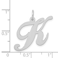 14K White Gold Large Fancy Script Letter K Initial Charm view 3