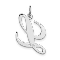 14K White Gold Large Fancy Script Letter L Initial Charm view 4