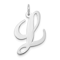 14K White Gold Large Fancy Script Letter L Initial Charm view 1
