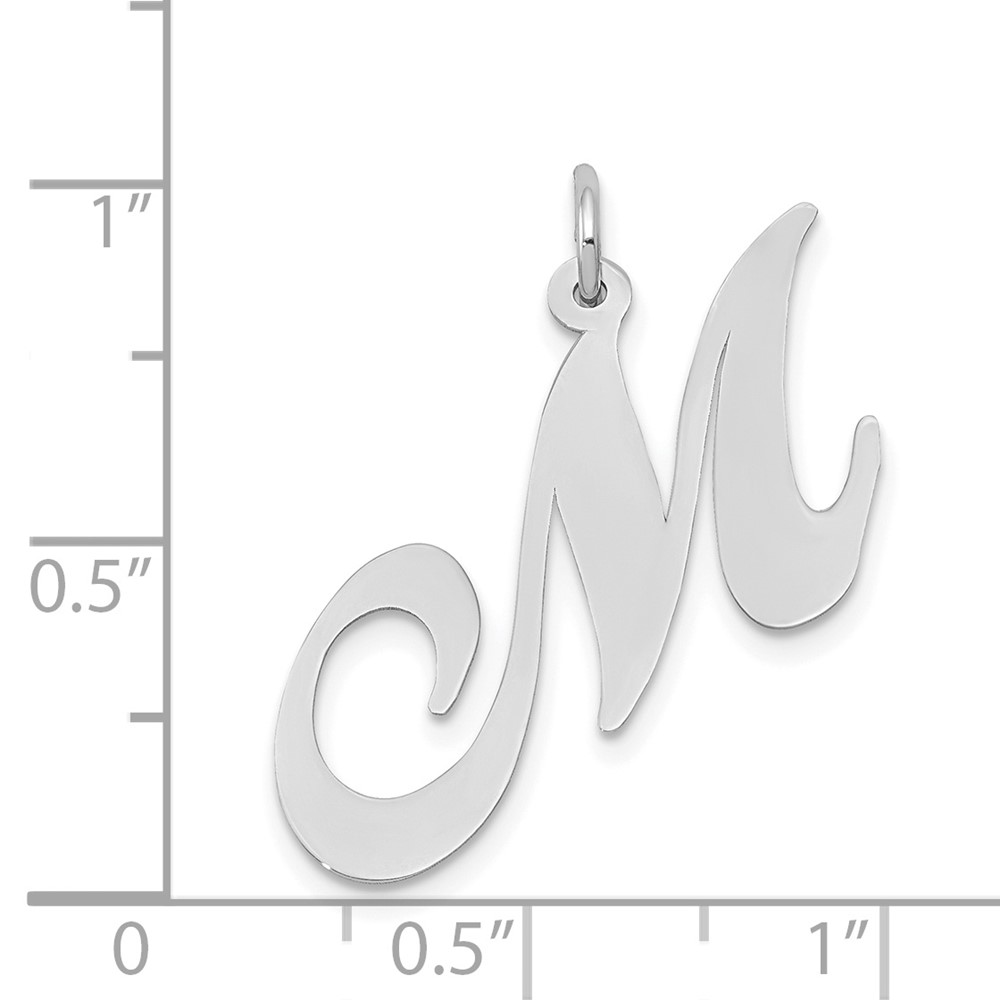 14k White Gold Large Fancy Script Letter M Initial Charm (YC655M)