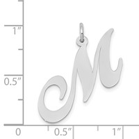 14K White Gold Large Fancy Script Letter M Initial Charm view 3