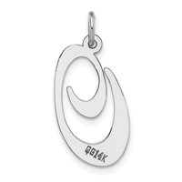 14K White Gold Large Fancy Script Letter O Initial Charm view 4