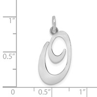 14K White Gold Large Fancy Script Letter O Initial Charm view 3