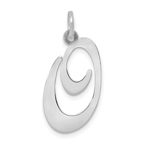 14K White Gold Large Fancy Script Letter O Initial Charm