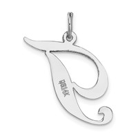 14K White Gold Large Fancy Script Letter T Initial Charm view 4