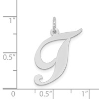 14K White Gold Large Fancy Script Letter T Initial Charm view 3