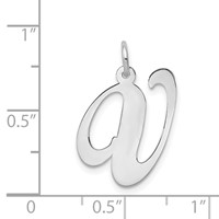 14K White Gold Large Fancy Script Letter V Initial Charm view 3