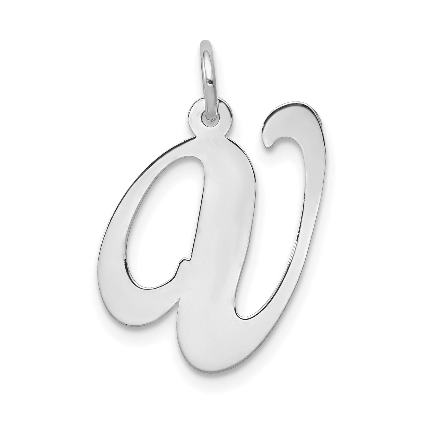 14k White Gold Large Fancy Script Letter V Initial Charm (YC655V)