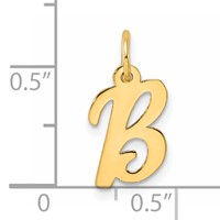14K Yellow Gold Small Script Letter B Initial Charm view 4