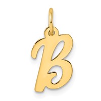 14K Yellow Gold Small Script Letter B Initial Charm view 1