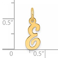 14K Yellow Gold Small Script Letter E Initial Charm view 4