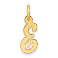 14K Yellow Gold Small Script Letter E Initial Charm view 1
