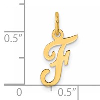 14K Yellow Gold Small Script Letter F Initial Charm view 4