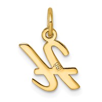 14K Yellow Gold Small Script Letter H Initial Charm view 3