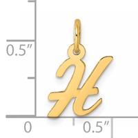 14K Yellow Gold Small Script Letter H Initial Charm view 4