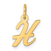 14K Yellow Gold Small Script Letter H Initial Charm view 1