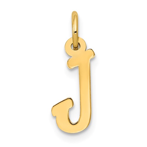 14K Yellow Gold Small Script Letter J Initial Charm