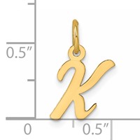 14K Yellow Gold Small Script Letter K Initial Charm view 4