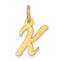 14K Yellow Gold Small Script Letter K Initial Charm view 1